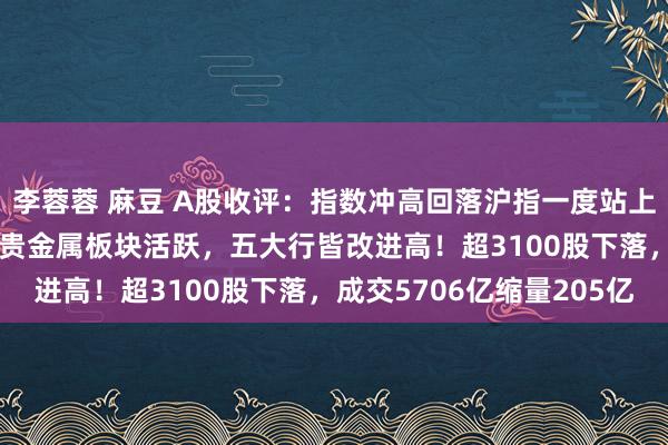 李蓉蓉 麻豆 A股收评：指数冲高回落沪指一度站上2900点！跨境支付、贵金属板块活跃，五大行皆改进高！超3100股下落，成交5706亿缩量205亿