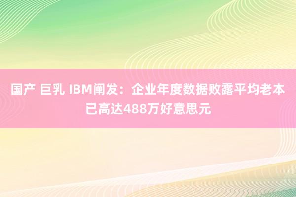 国产 巨乳 IBM阐发：企业年度数据败露平均老本已高达488万好意思元