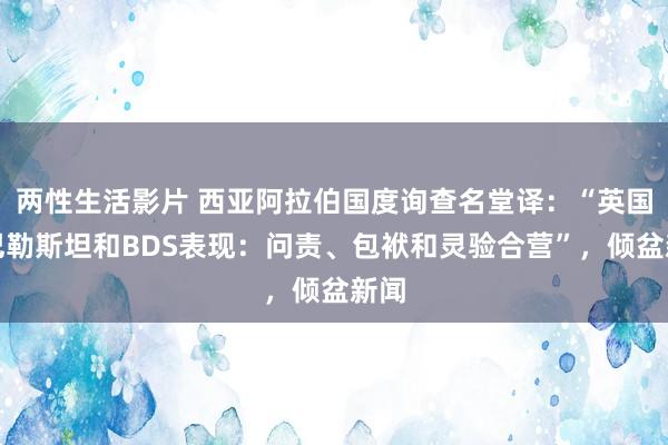 两性生活影片 西亚阿拉伯国度询查名堂译：“英国、巴勒斯坦和BDS表现：问责、包袱和灵验合营”，倾盆新闻